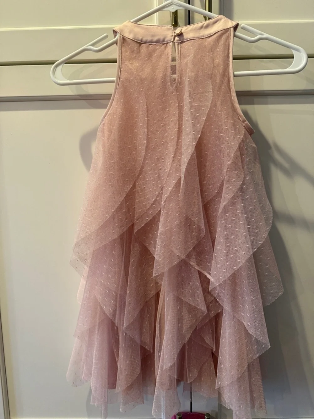 Maggie & Zoe Pink Tiered Tulle Dress w/ Floral Neckline 6